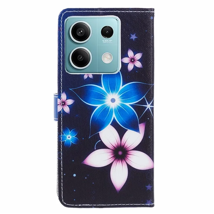 For Xiaomi Redmi Note 13 5G Flip Wallet Case 3D Pattern Leather Phone Cover - Blue Flower