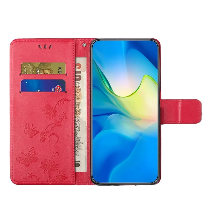 For Xiaomi Redmi Note 13 5G Imprinted Wallet Case Leather Phone Cover - Red