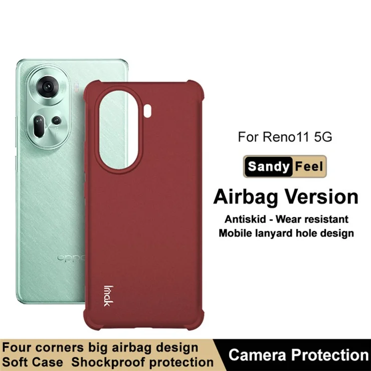 IMAK For Oppo Reno11 5G (Global) TPU Case Airbag Corner Matte Finish Phone Cover - Red