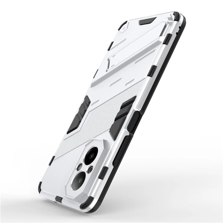 For Realme C67 4G Phone Case Anti-scratch Kickstand PC+TPU Cover - White