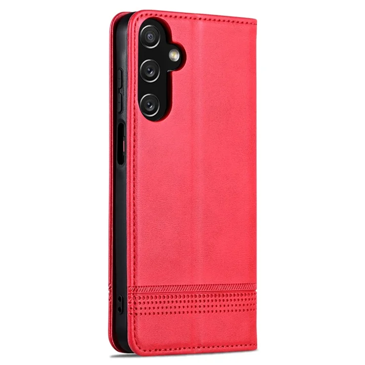 AZNS For Samsung Galaxy A25 5G (Global) (161.0 x 76.5 x 8.3mm) PU Leather Case Phone Wallet Cover - Red