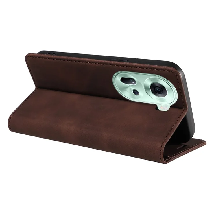 BETOPNICE 003 For Oppo Reno11 5G (Global) Wallet Case Leather RFID Blocking Cell Phone Cover - Brown