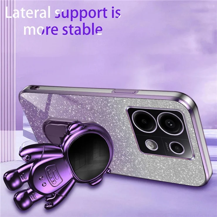 For Xiaomi Poco X6 5G / Redmi Note 13 Pro 5G Case Electroplating Astronaut Kickstand Phone Cover - Purple
