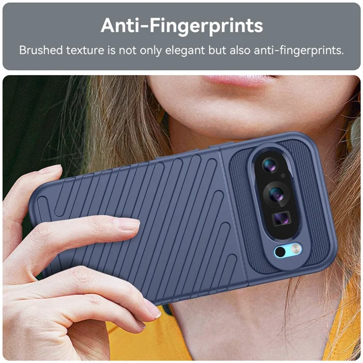 Thunder Series For Google Pixel 9 / Pixel 9 Pro Case Anti-Scratch Twill Texture TPU Phone Cover - Blue