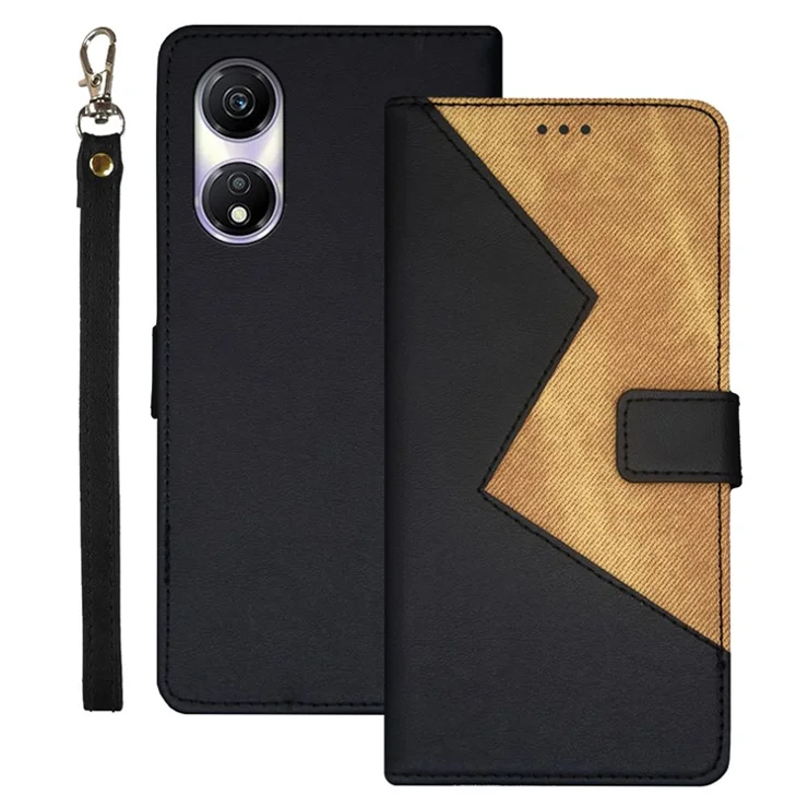 IDEWEI For Honor Play 40 Case Splicing Color Card Holder PU Leather Cell Phone Cover with Stand - Black