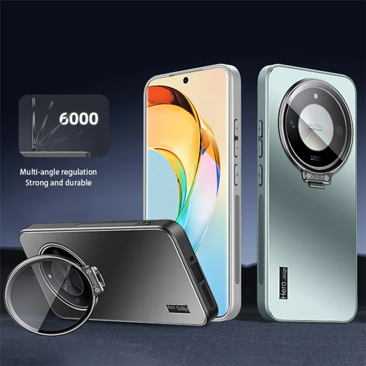 For Honor X40 5G / X9a 5G / Magic5 Lite 5G Case Hidden Kickstand TPU+PC Phone Back Shell - Black