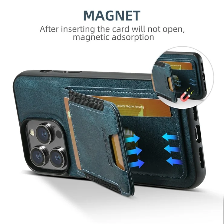 SUTENI H03 For iPhone 14 Pro Case Anti-Drop Shockproof Card Slots Phone Cover - Blue