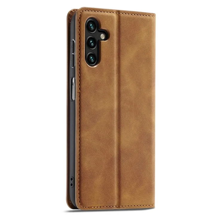 FORWENW Fantasy Series for Samsung Galaxy S23 FE Wallet Case Skin-touch Leather Phone Cover - Brown
