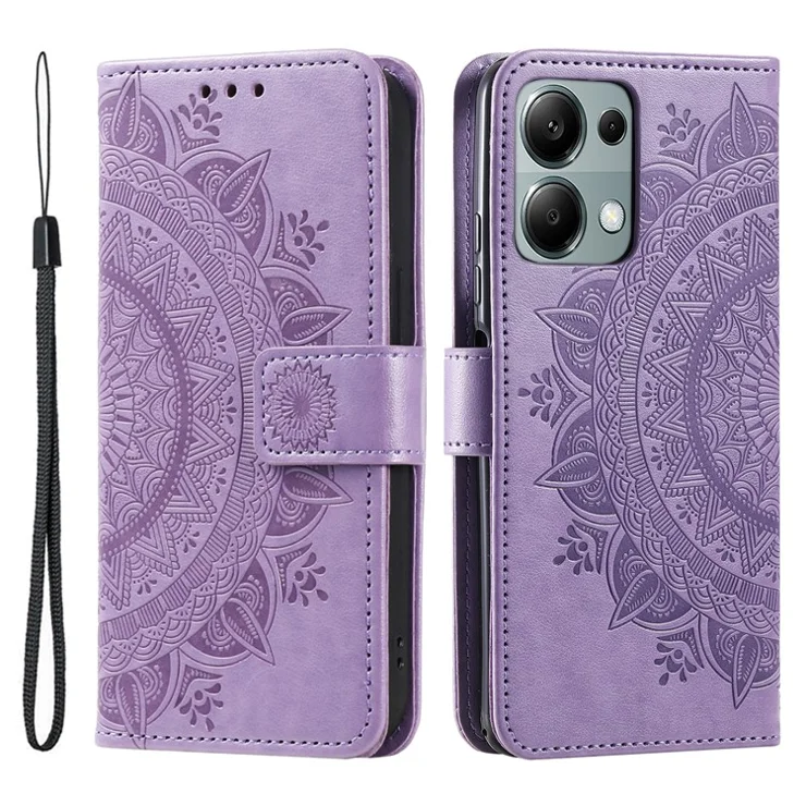 For Xiaomi Redmi Note 13 Pro 4G / Poco M6 Pro 4G Case Wallet Leather Cover Mandala Flower - Purple