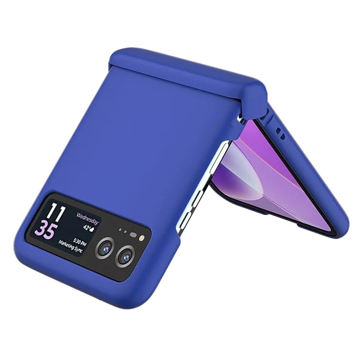For Motorola Razr 40 5G Case Skin-Touch Hinge Protection Phone Cover - Dark Blue
