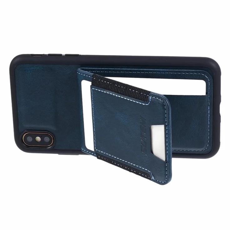 SUTENI H03 For iPhone XS Max Case PU Leather+TPU Drop Protection Phone Cover - Blue