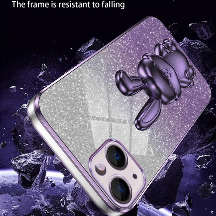 For iPhone 13 mini Kickstand Case Cute Rabbit Protective Phone Shell - Purple