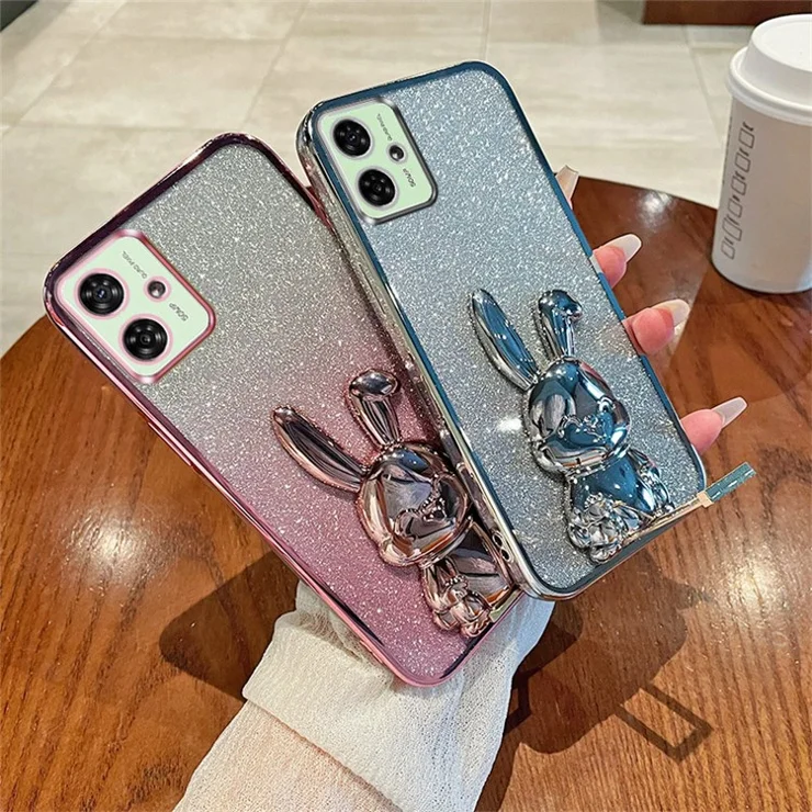 For Motorola Moto G54 5G Kickstand Slim Case Cute Rabbit Shockproof Phone Case - Pink