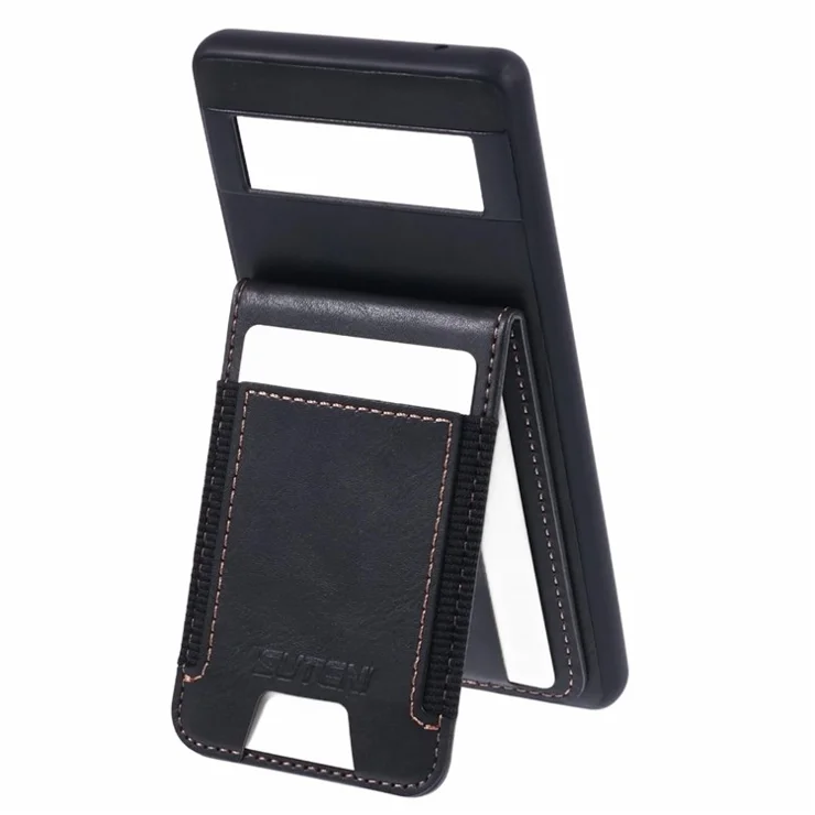 SUTENI H03 For Google Pixel 7a Anti-drop Cover Card Holder PU+TPU Kickstand Phone Case - Black