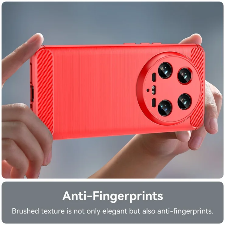 For Xiaomi 14 Ultra TPU Case Carbon Fiber Texture Protective Phone Cover - Red