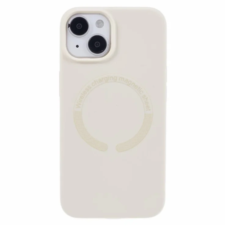 BJT Series For iPhone 14 Magnetic Phone Case TPU+Silicone Fabric Lining Back Cover - White