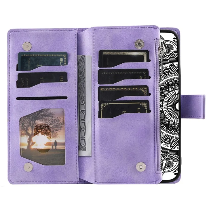 For Honor X8b 4G Case PU Leather Mandala Pattern Imprinted Design Phone Cover - Purple