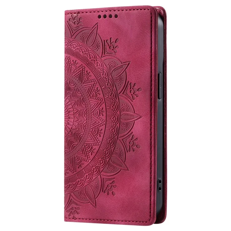 For Honor X8b 4G Wallet Phone Cover Imprinted Flower Pattern Leather Case - Rose