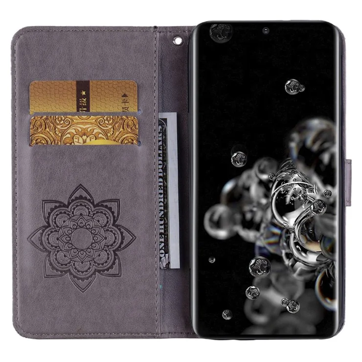 For Samsung Galaxy S24 Ultra Case Wallet Stand Owl Pattern Phone Cover - Grey