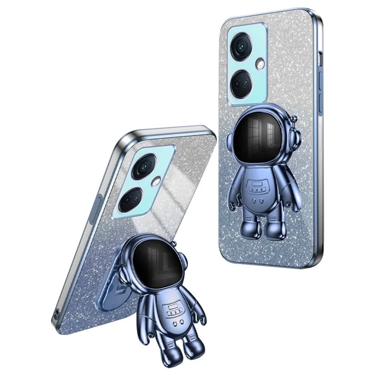 For OnePlus Nord CE3 5G / Oppo K11 5G Shockproof Phone Case Kickstand Electroplating PC+TPU Phone Cover - Blue
