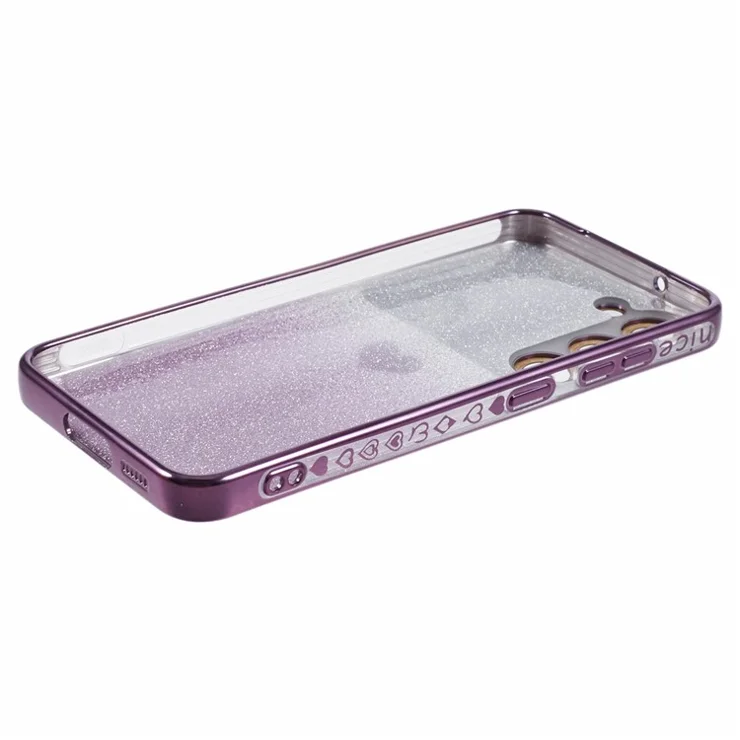 For Samsung Galaxy S23 Case TPU Shockproof Protection Gradient Glitter Phone Cover - Dark Purple