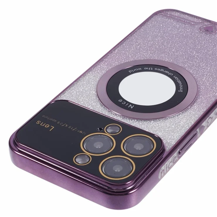 For iPhone 15 Pro Max Slim TPU Case Compatible with MagSafe Electroplating Phone Shell - Dark Purple
