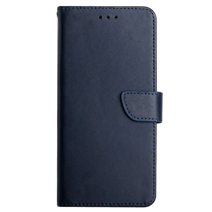 HT02 For OnePlus 12R 5G / Ace 3 5G Case Genuine Cow Leather Stand Wallet Cell Phone Cover - Blue