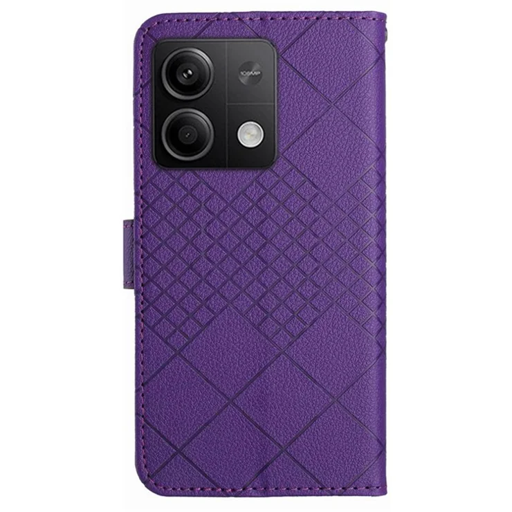 HT06 For Xiaomi Redmi Note 13 Pro 4G / Poco M6 Pro 4G Wallet Phone Case Rhombus Pattern Leather Flip Cover - Dark Purple