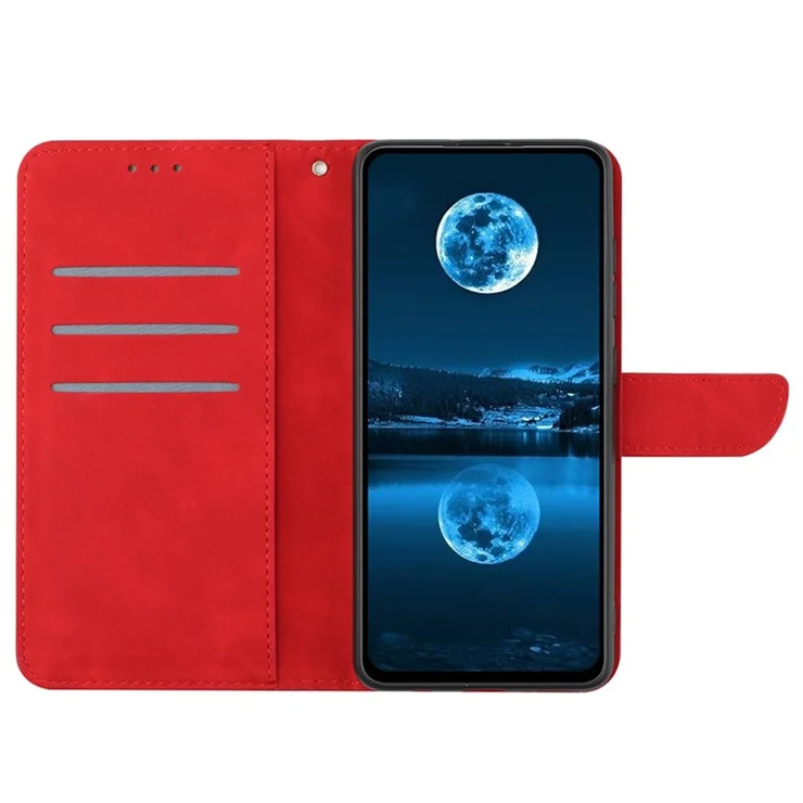 HT05 For Xiaomi Redmi A3 / Poco C61 4G Wallet Phone Case PU Leather Folio Flip Cover - Red
