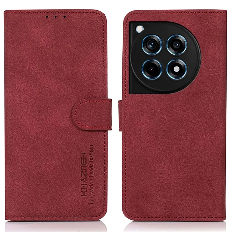 KHAZNEH For OnePlus 12R 5G / Ace 3 5G Mobile Phone Stand Case Wallet Phone Cover with Card Holder - Red