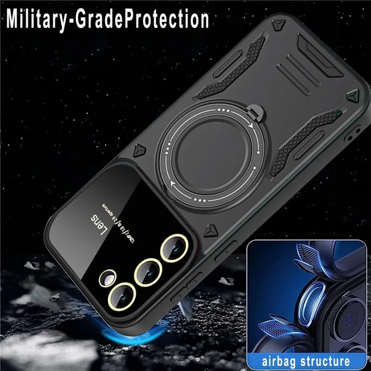 For Samsung Galaxy S21 FE 5G Case Compatible with MagSafe PC+TPU Kickstand Phone Cover - Purple