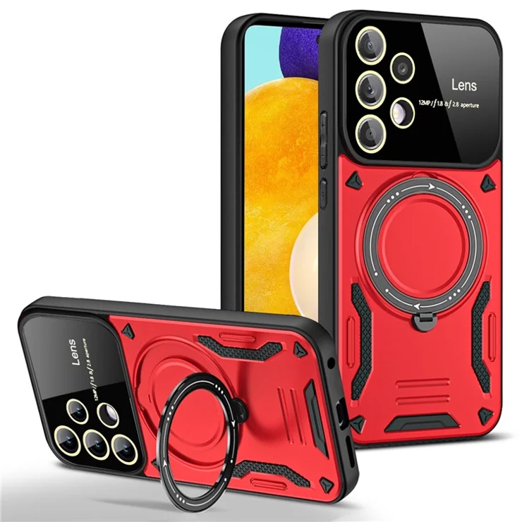 For Samsung Galaxy A32 4G (EU Version) Kickstand Case PC+TPU Phone Cover Compatible with MagSafe - Red