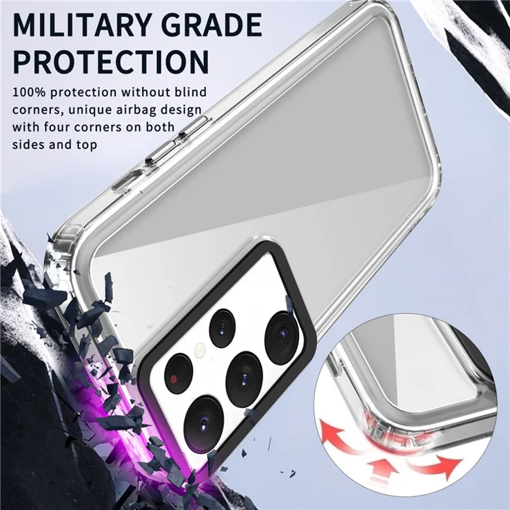 For Samsung Galaxy S22 Ultra 5G Case Slim Transparent PC+TPU Phone Cover - Transparent Purple
