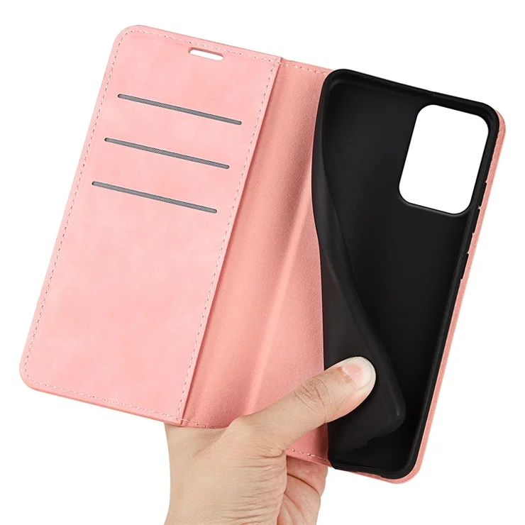 For Motorola Moto G45 5G / G34 5G Case PU Leather Stand View Magnetic Protect Phone Cover - Pink
