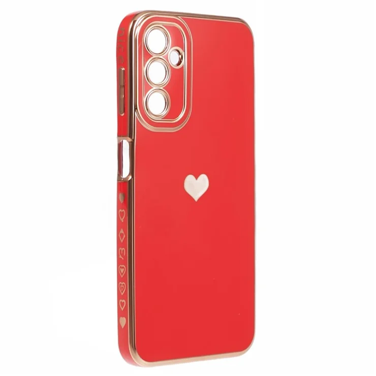 For Samsung Galaxy A14 5G / A14 4G TPU Case 6D Electroplating Love Heart Slim Phone Cover - Red