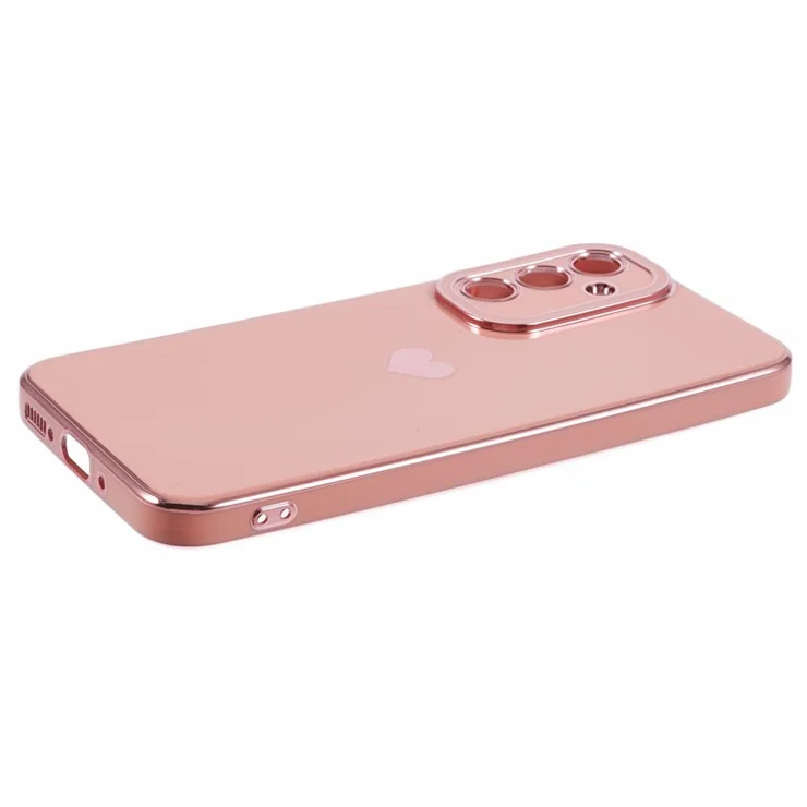 For Samsung Galaxy S23 FE Case 6D Electroplating Love Heart Shockproof TPU Phone Case - Pink