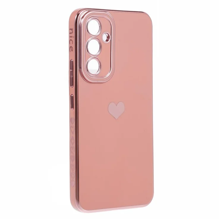 For Samsung Galaxy A34 5G Slim Case 6D Electroplating Love Heart TPU Phone Cover - Pink