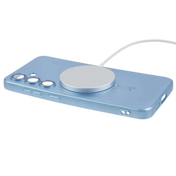 For Samsung Galaxy S24 Slim Case Rubberized TPU Phone Case with Lens Film, Compatible with MagSafe - Baby Blue
