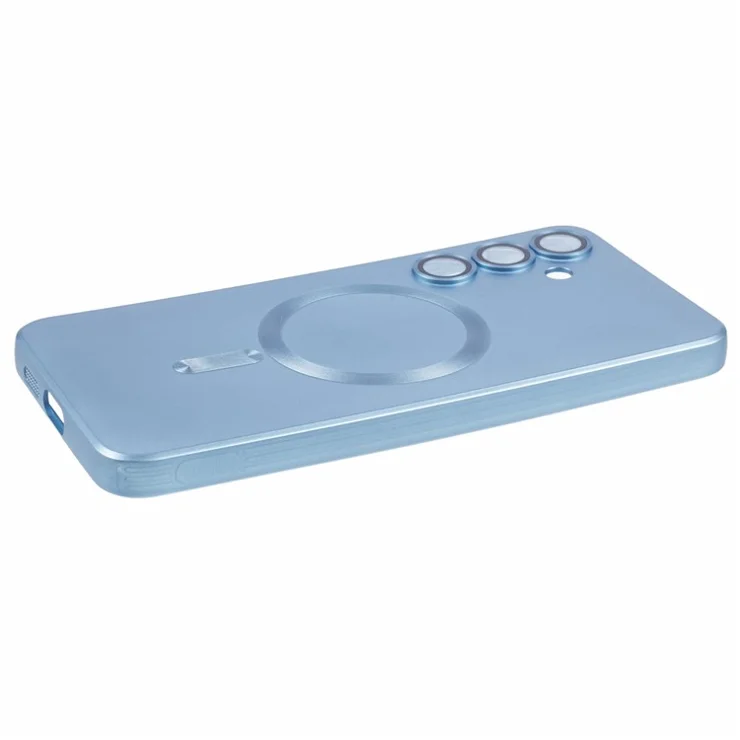 For Samsung Galaxy S24+ Case with Lens Film Compatible with MagSafe Rubberized TPU Phone Cover - Baby Blue