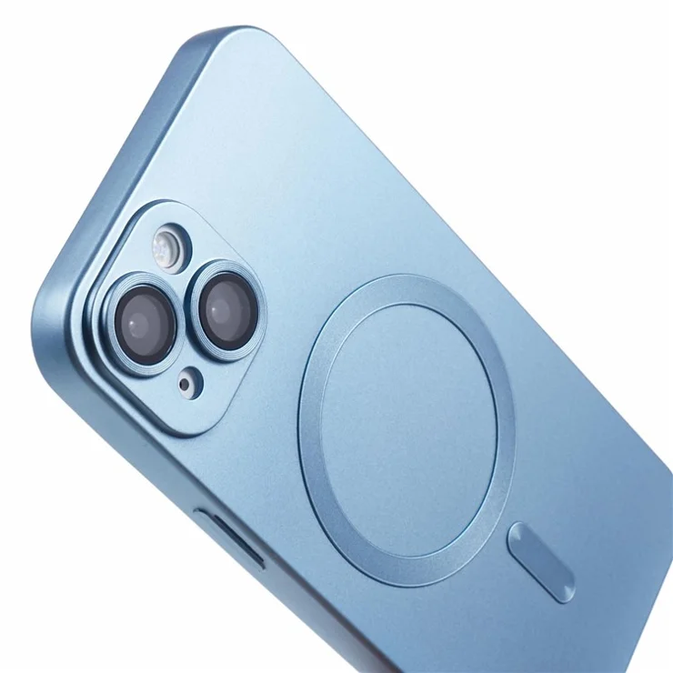 For iPhone 15 Plus Protective Case with Lens Film Compatible with MagSafe Rubberized TPU Phone Cover - Baby Blue
