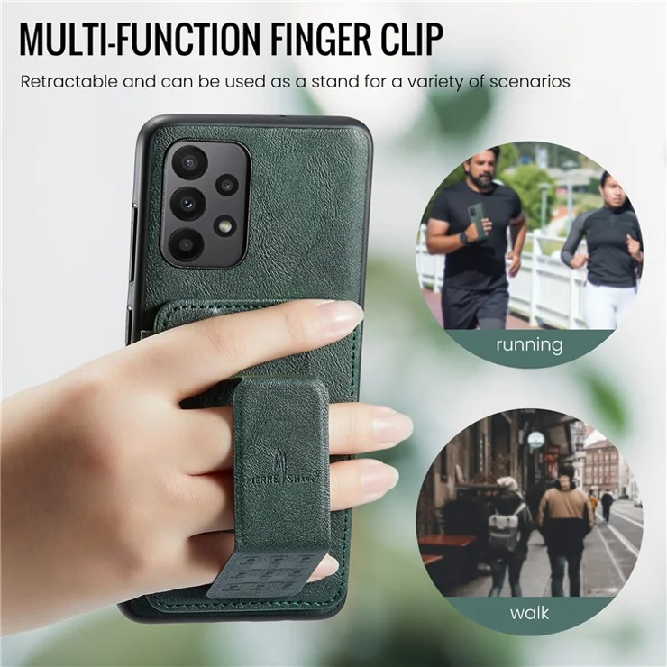 For Samsung Galaxy A72 4G / 5G Case PU Leather+TPU Kickstand Phone Cover RFID Blocking - Green