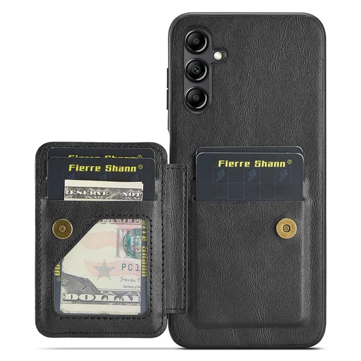 For Samsung Galaxy A55 5G Case PU Leather+TPU Protective Phone Cover with Card Holder - Black