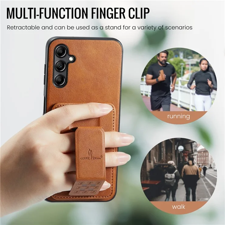 For Samsung Galaxy A55 5G Case PU Leather+TPU Protective Phone Cover with Card Holder - Brown