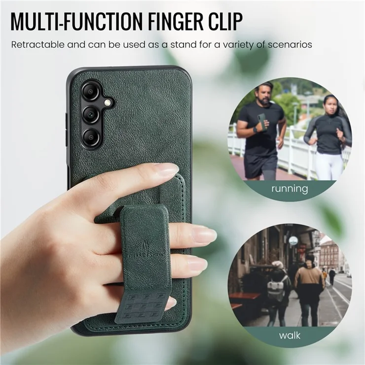 For Samsung Galaxy A15 5G Case Anti-scratch Leather Coated TPU RFID Blocking Phone Cover - Green