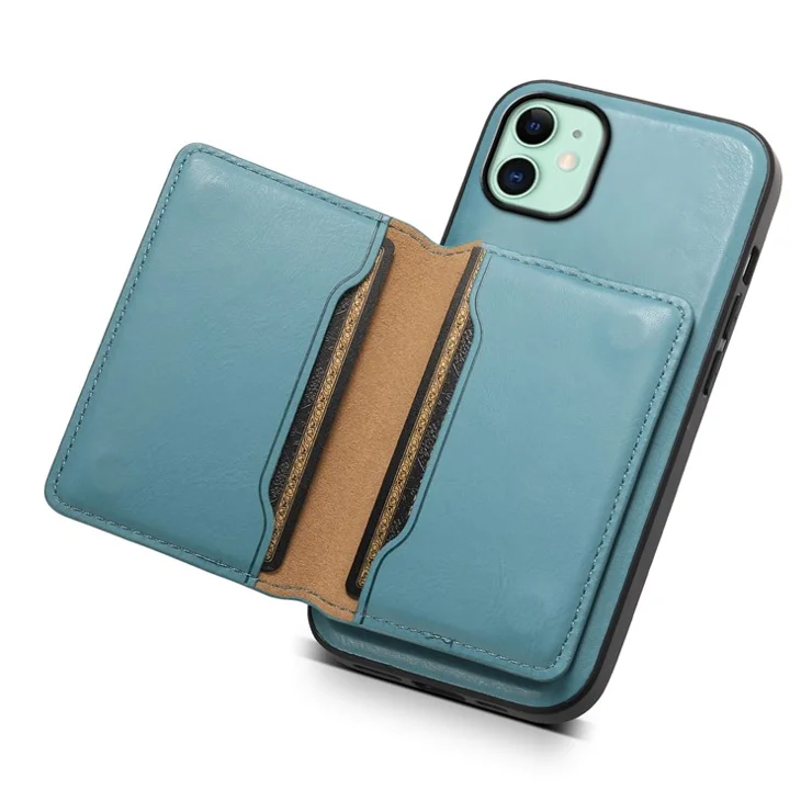 DENIOR For iPhone 11 Magnetic Phone Case Detachable Card Bag Cover Fits Magnetic Car Mount - Blue