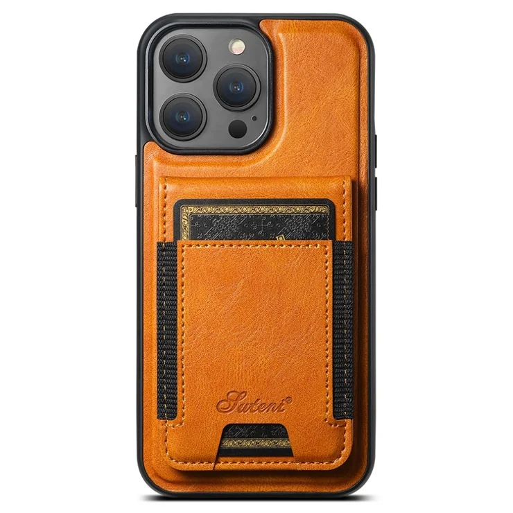 SUTENI H17 For iPhone 12 Pro Max Case Compatible with MagSafe Card Holder Kickstand Phone Cases - Khaki
