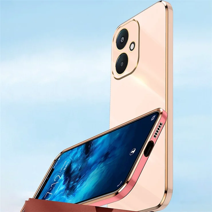 XINLI For Xiaomi Redmi 13C 5G / 13R 5G / Poco M6 5G Case Electroplating Edge TPU Phone Back Cover - Black