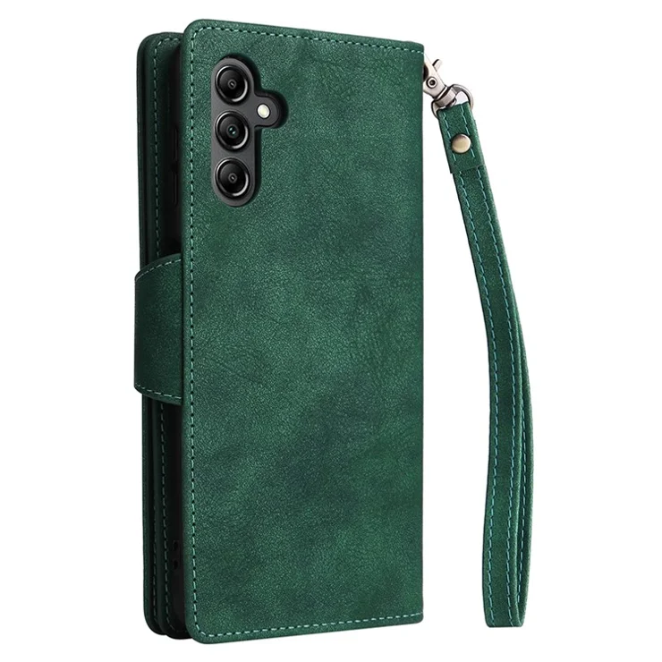 For Samsung Galaxy A15 4G / 5G Case PU Leather Handbag Wallet Phone Cover Rivet Decor - Green