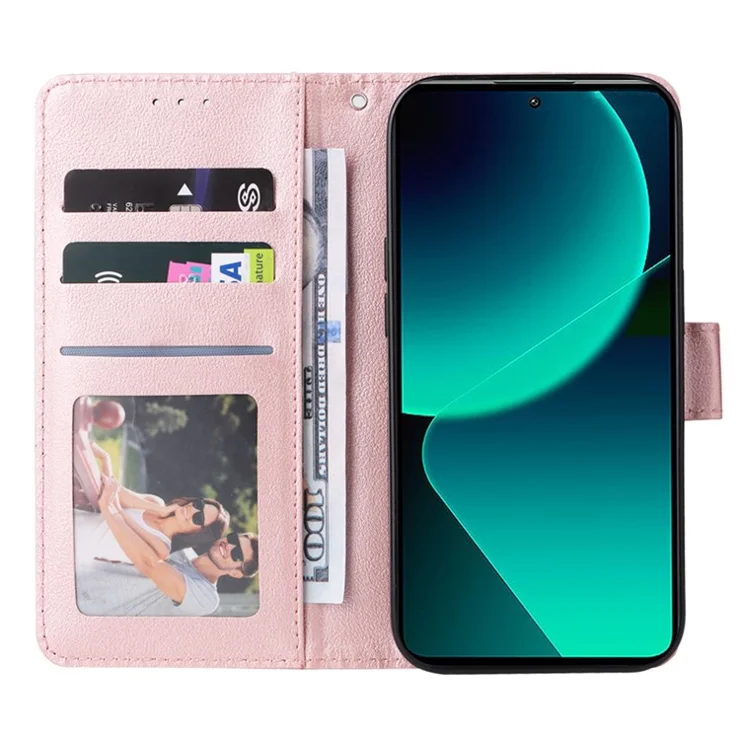 For Xiaomi 13T / 13T Pro / Redmi K60 Ultra Case Leather Wallet Phone Cover with Folding Stand - Rose Gold