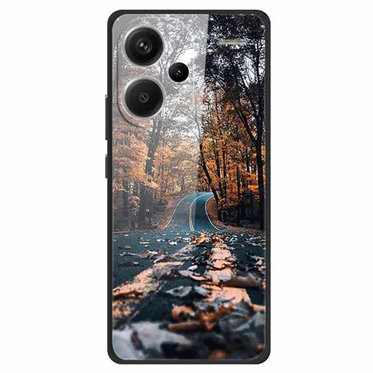 For Xiaomi Redmi Note 13 Pro+ 5G Cover Pattern Printing PC+TPU+Tempered Glass Phone Case - Forest Path